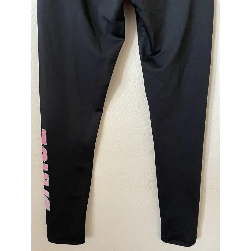 Justice Black Dance Glitter Sparkle High Waist Full Length Leggings Size 12